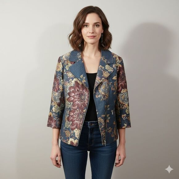 Isaac Mizrahi NWT Floral Zip Jacket/Blazer - Picture 1 of 12